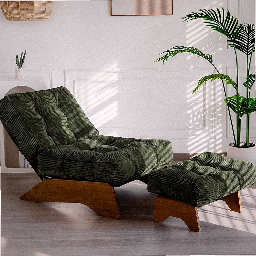 Accent Chair with Ottoman Adjustable Backrest, Tufted Living Room Chair Uphol...