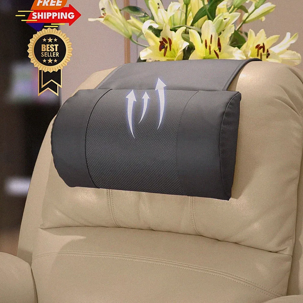 AmazeCov Non-Slip Memory Foam Neck Pillow for Recliner,Breathable Dark Gray
