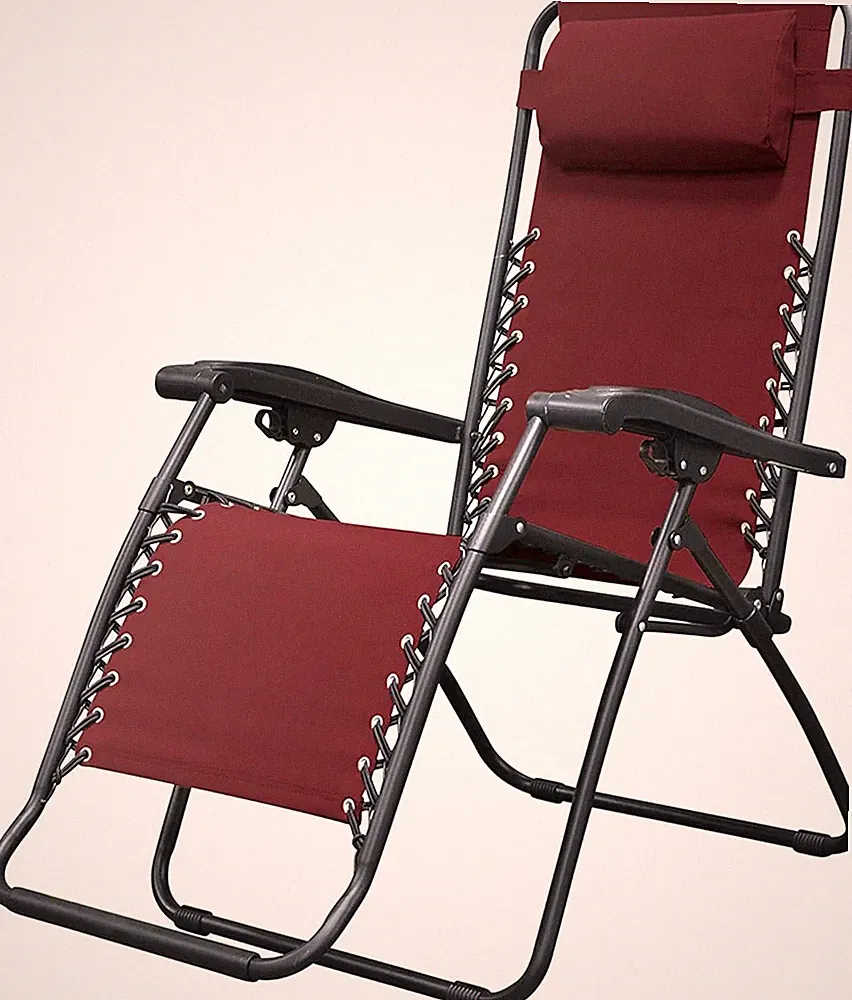 Burgundy Portable Zero Gravity Recliner Chair for Camping & Outdoors