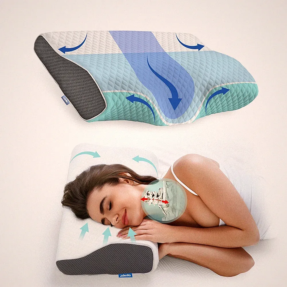 DERILA® ! KingSize Memory Foam Countour Pillow |For Side, Back, Stomach Sleepers