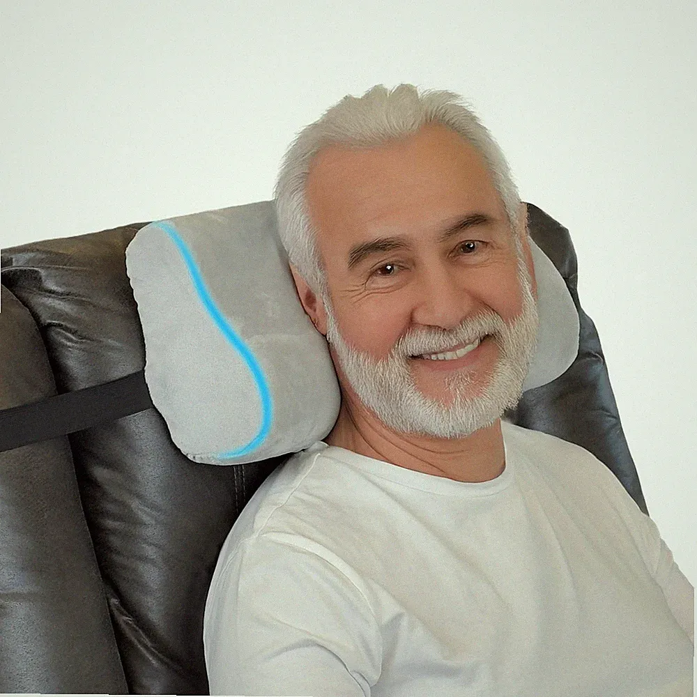 Memory Foam Headrest Pillow for Recliner – B-Shaped Neck Pillow with Stabiliz...