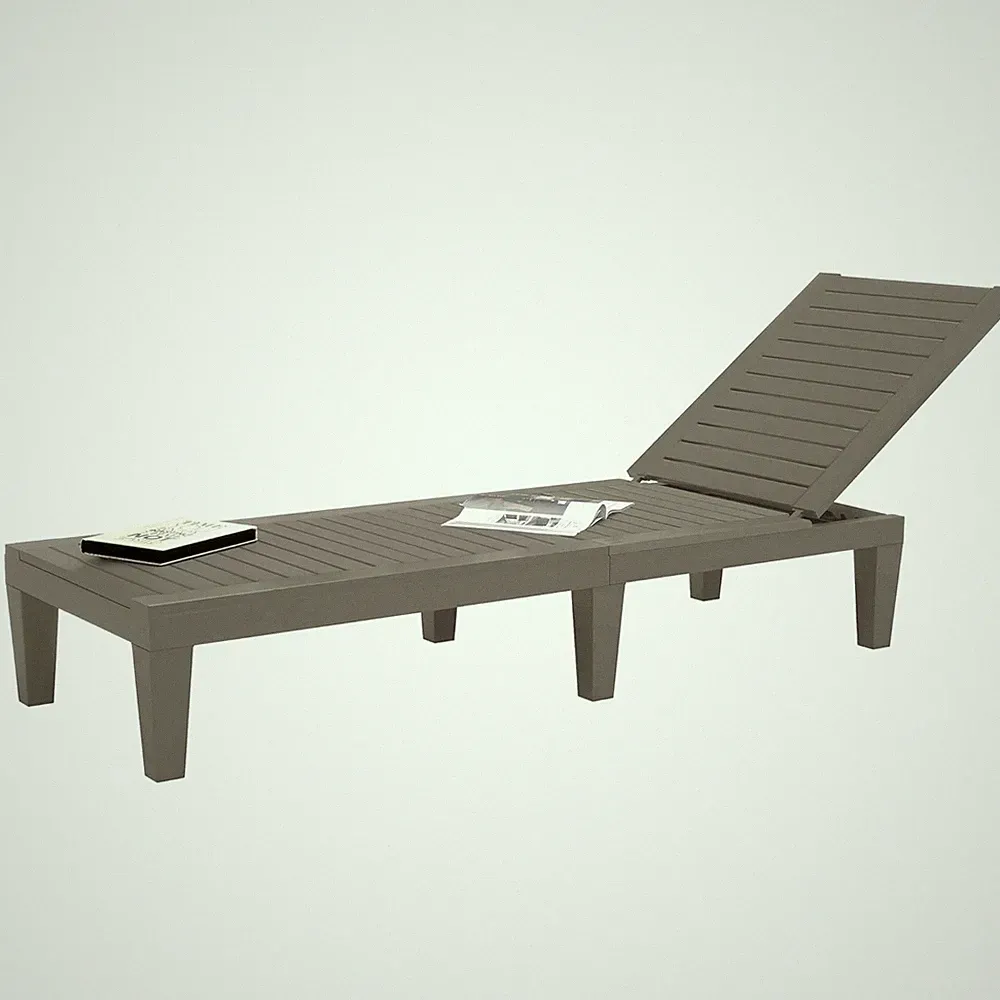 Outdoor Chaise Lounge, Pool Lounge Chair W/ 5-Level Backrest, Waterproof & Easy