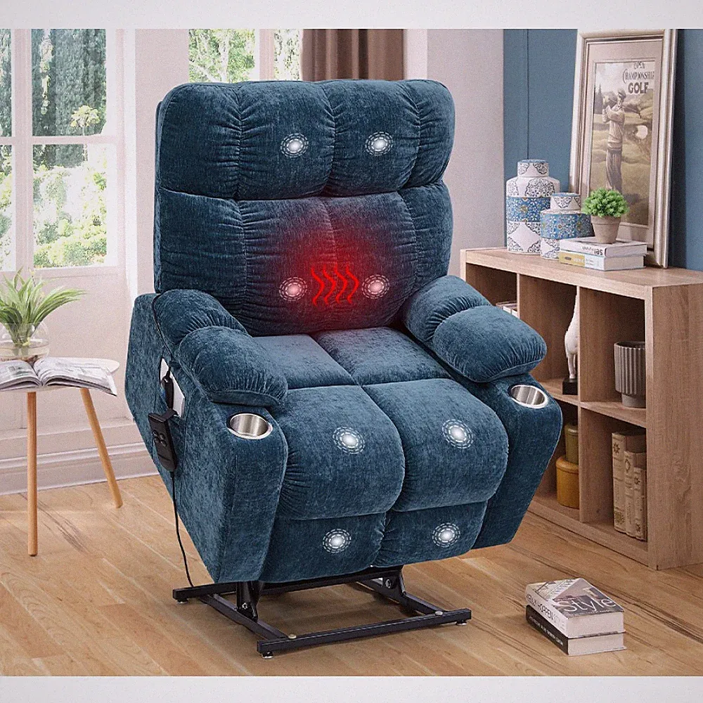 Power Lift Recliner with Heat and Massage, Infinite Position Recline, Lay Flat