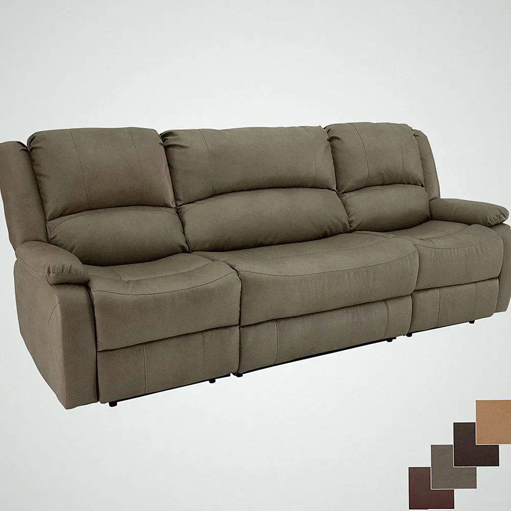 RecPro Charles 94" Double RV Wall Hugger Recliner Sofa with Console Putty
