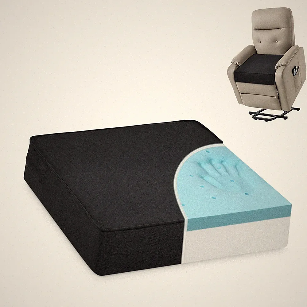 Shinnwa Gel Memory Foam Recliner Cushion for Elderly, 18 × 18 × 4in, Black