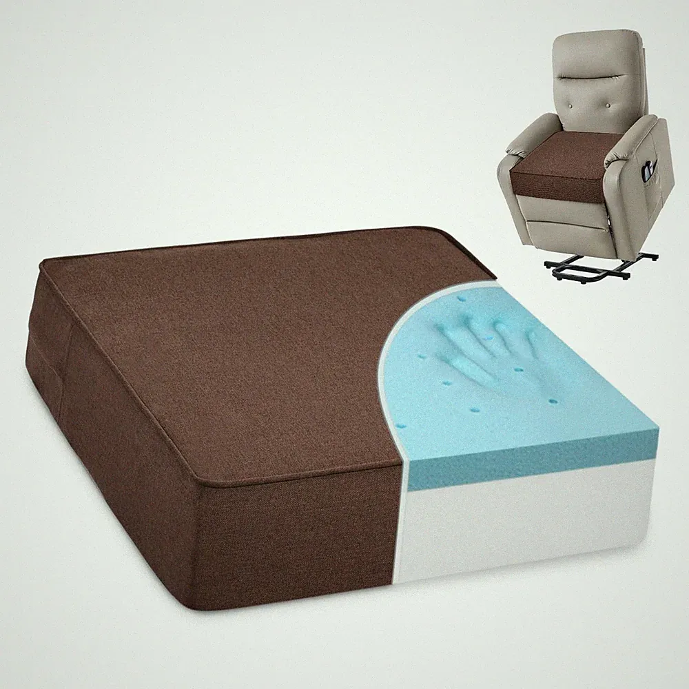Shinnwa Gel Memory Foam Recliner Cushion for Elderly, 20 × 20 × 5in, Caramel
