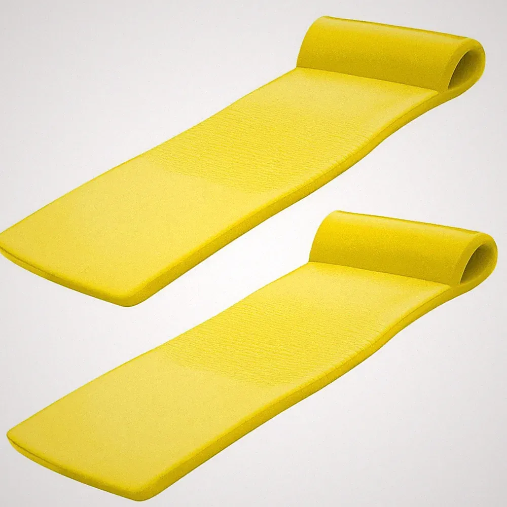 Texas Recreation Sunsation 70 Inch Foam Raft Lounger Pool Float, Yellow (2 Pack)