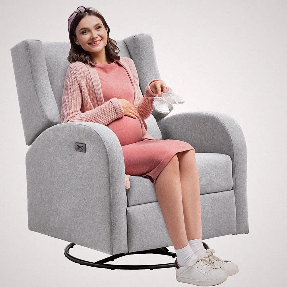 VEVOR Electronic Power Recliner and Swivel Glider Adjustable Angle Light Gray