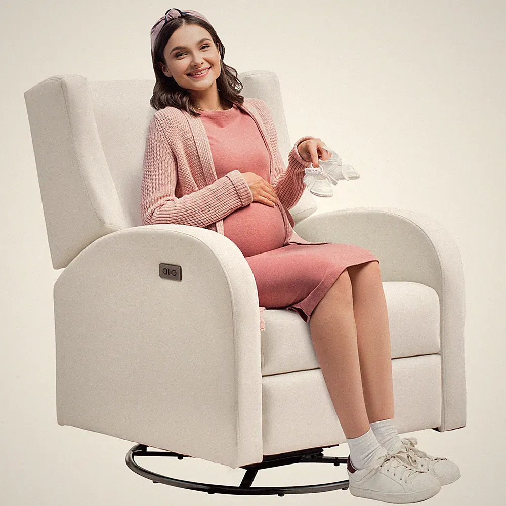 VEVOR Electronic Power Recliner and Swivel Glider Adjustable Angle Off White